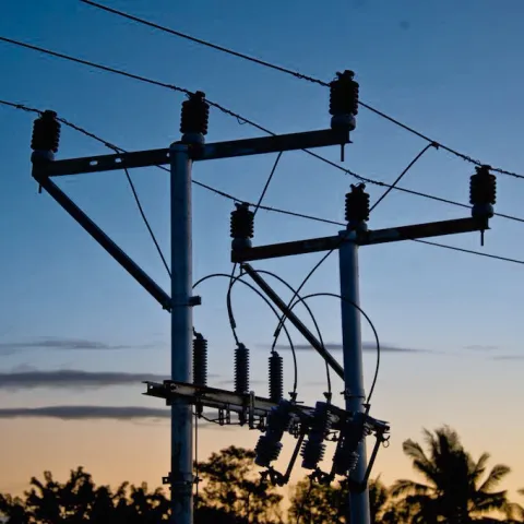 Power lines on poles